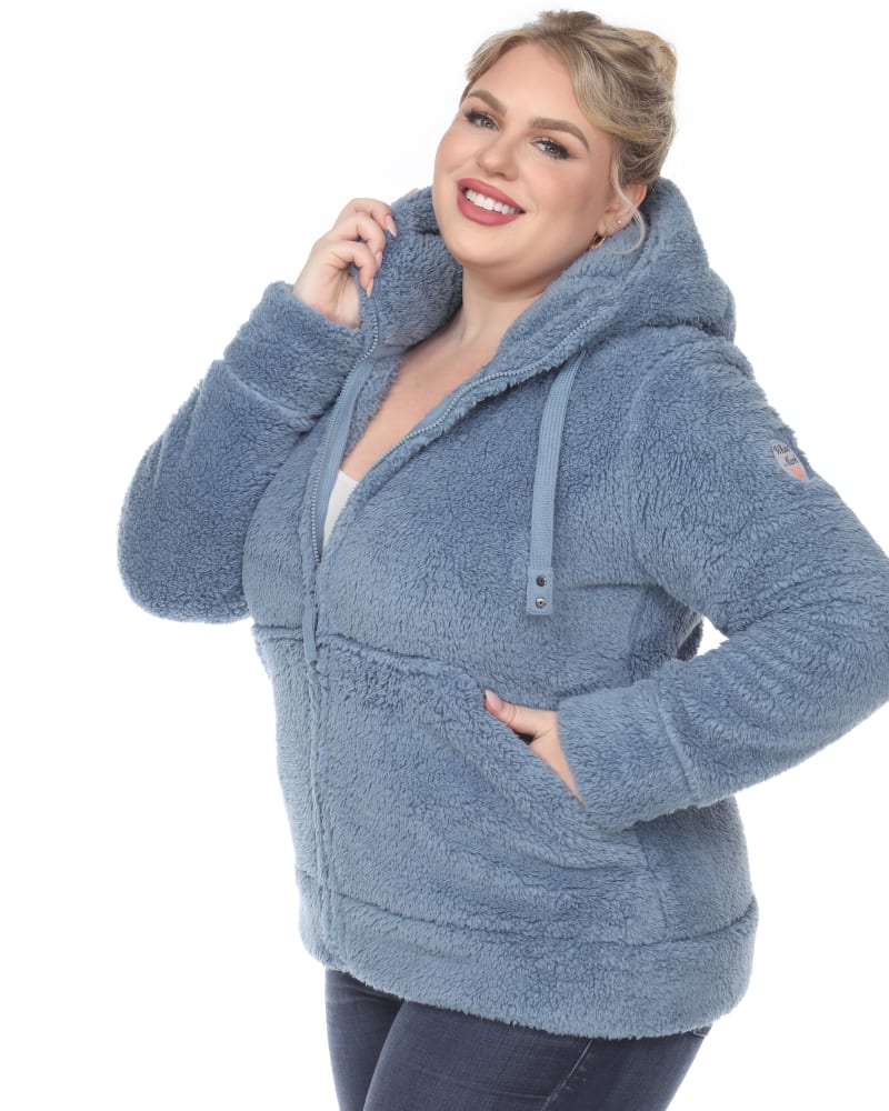 Blue sherpa coat top